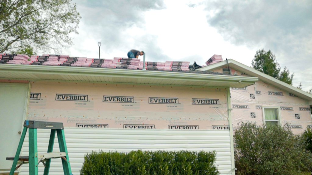 House in hollister mo under construction for siding, roof, and gutters