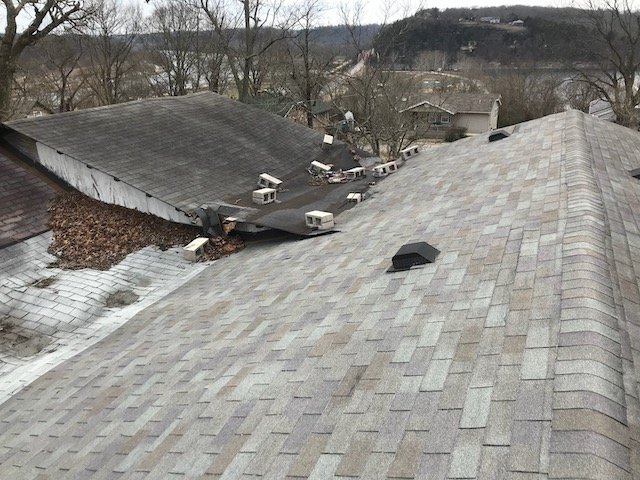 Your Roof Repair Company In 2024 4 Roof repair gone wrong - this roof has been repaired too many times and needs to be replaced. Roof with concrete blocks holding down rolled roofing, and sunken warped decking