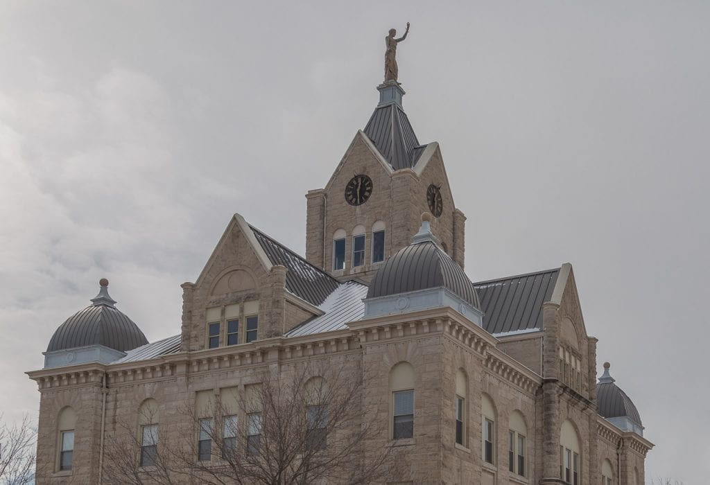 Standing seam metal roof on court house in bolivar mo